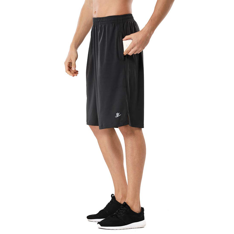[AUSTRALIA] - Devoropa Men's Athletic Basketball Shorts Loose-Fit Performance Sports Workout Shorts Zipper Pockets Black Small 