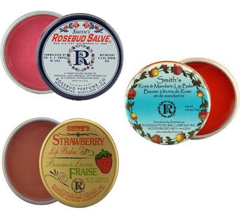 Rosebud Perfume Co. Tin 3 Pack: Smith's Rosebud Salve + Smith's Strawberry Lip Balm + Smith's Rose and Mandarin Lip Balm - BeesActive Australia