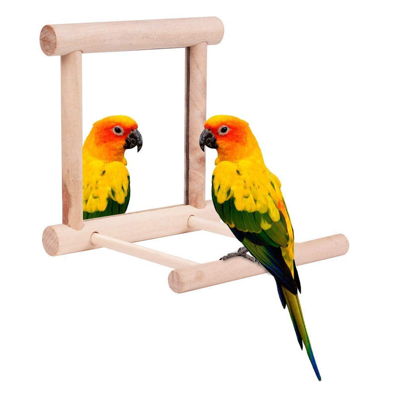HAPPTYTOY Bird Toy for Parrot Parakeets Conures Cockatiels Cage Swing Wooden Fun Play Toy for Birds (Mirror) - BeesActive Australia