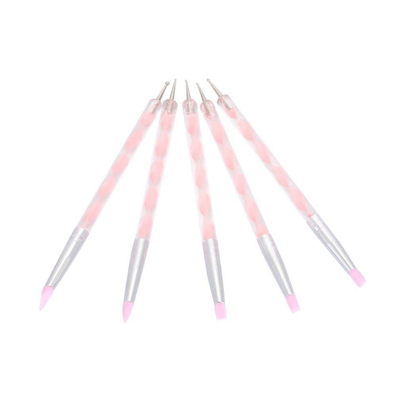 Nail Art Dotting Pen,5pcs Dual-ended Carving Sculptur Pen Set Silicone Head Dotting Pen Manicure Nail Art Tool(Pink) Pink - BeesActive Australia