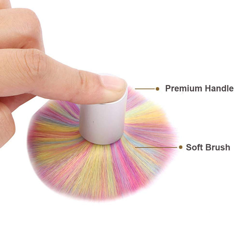 2pcs Small Nail Art Duster Brush, Rainbow Nail Dust Cleaning Brush Powder Remover for Acrylic UV Gel Kabuki Nail Brushes Makeup Tools - BeesActive Australia