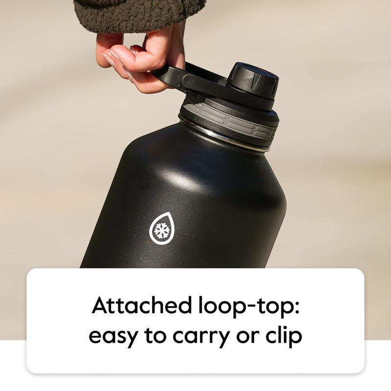 ThermoFlask Double Wall Vacuum Insulated Stainless Steel Water Bottle with Two Lids, 18 Ounce, Black 18 oz - BeesActive Australia
