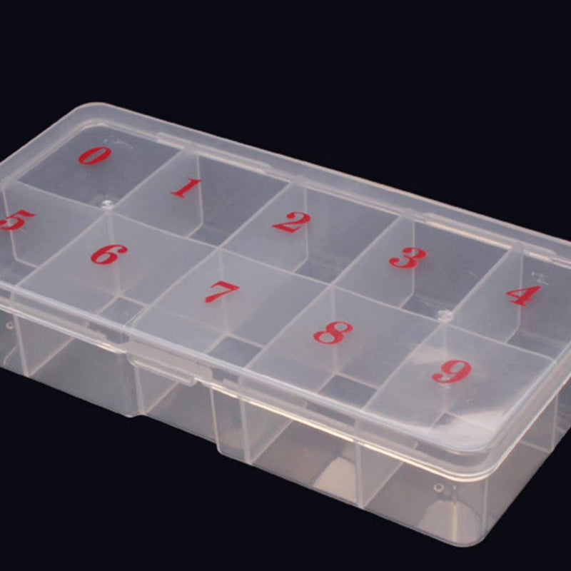 Minkissy 2 pcs False Nail Art Tips Storage Box 10 Grids Plastic Grid Box Storage Organizer with Numbers Earrings Rings Case for Display Collection - BeesActive Australia