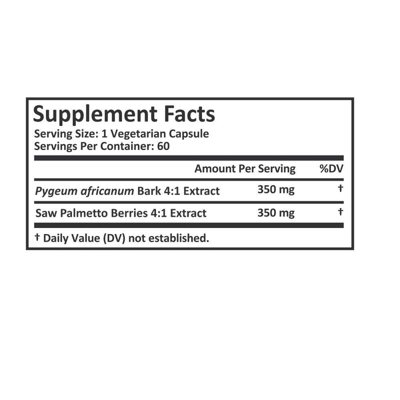 Real Herbs Pygeum Bark Pure 4:1 Extract 350mg and Saw Palmetto Berry 4:1 Extract 350mg - 700mg - Promotes Prostate Health, Supports Urinary Tract - 60 Vegetarian Capsules - BeesActive Australia