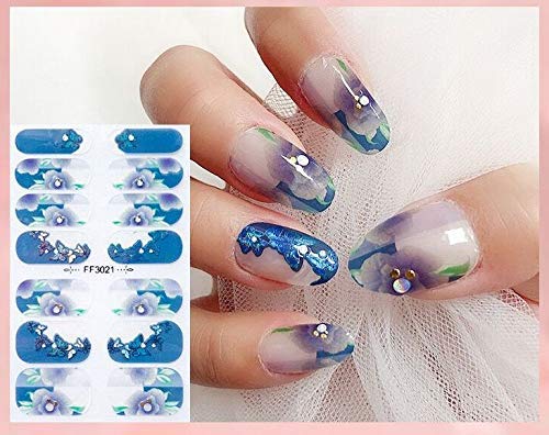 NAIL ANGEL 7pcs Nails Strips Nail Art Wrap Nail Art Full Cover Sticker Butterfly Spring Summer Crystal Designs for Women (10248) 10248 - BeesActive Australia