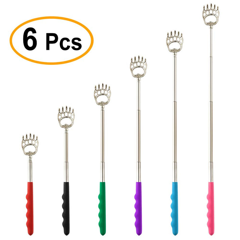FEPITO 6 Pack Extendable Telescopic Back Scratcher, Stainless Steel Back Scratcher Massager Tool with Soft Rubber Grip for Body Massage - BeesActive Australia