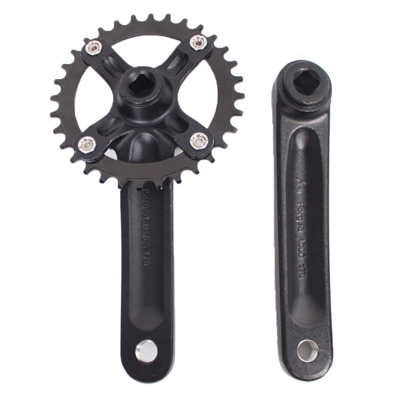 BUCKLOS ?US Stock? MTB 170mm Square Taper Crankset, 104 BCD Mountain Bike Narrow Wide Tooth Chainring 32/34/36/38/40/42T, Single Speed Round/Oval Chainring and Crank, fit Shimano, SRAM, FSA Black 32T-Oval - BeesActive Australia