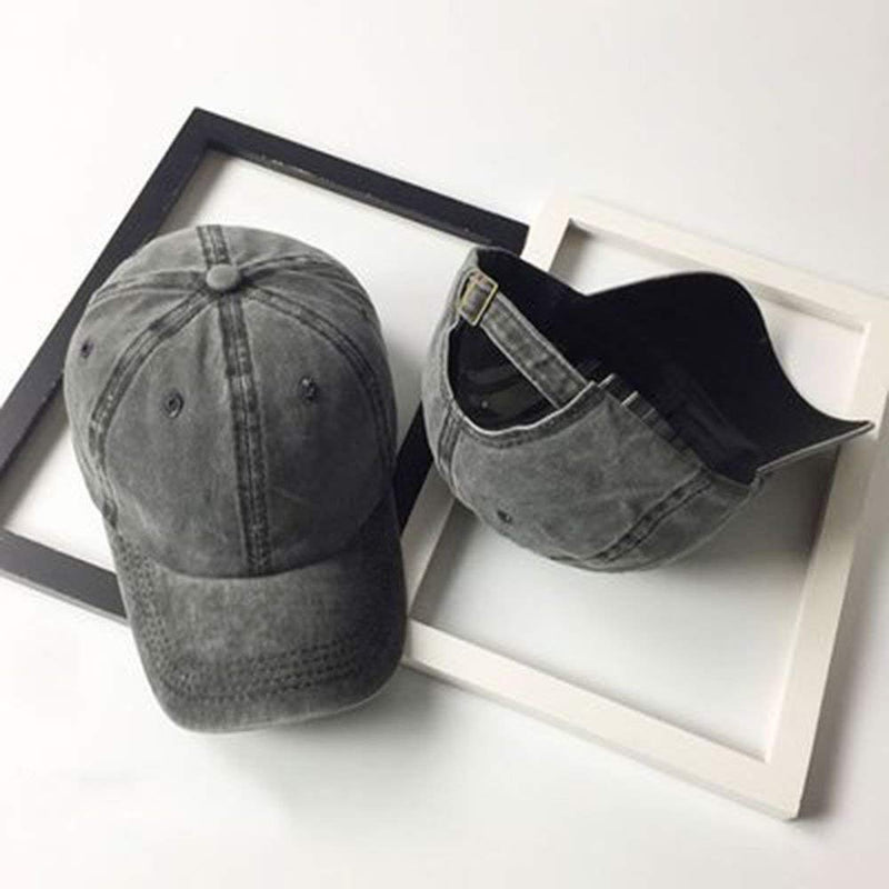 Unisex Vintage Washed Distressed Baseball-Cap Twill Adjustable Dad-Hat… A01-black - BeesActive Australia