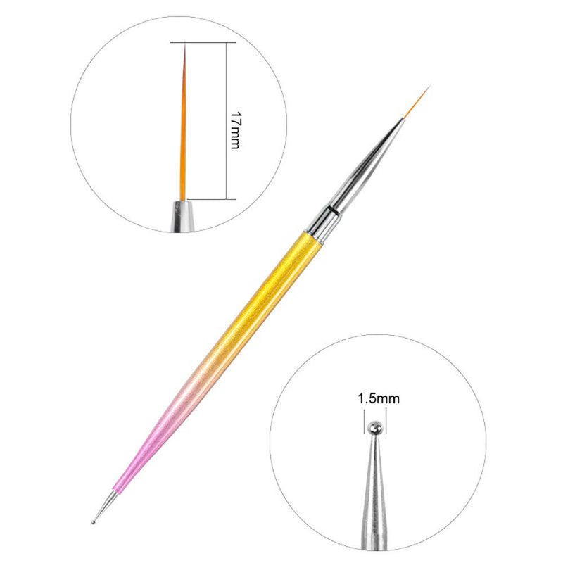 SILPECWEE 5Pcs Double-Ended Acrylic Nail Brush Set Rainbow Nail Dotting Drawing Pen Nail Art Liner Brush Manicure DIY&Salon Tools NO1 - BeesActive Australia