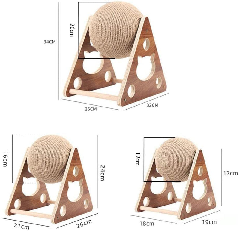 Cat Scratcher Toy,Natural Sisal Rope Cat Scratching Ball Scratcher Toy with Ball for Cats& Kittens&Dogs&Puppy, Interactive Solid Wood Scratcher Pet Toy Medium - BeesActive Australia