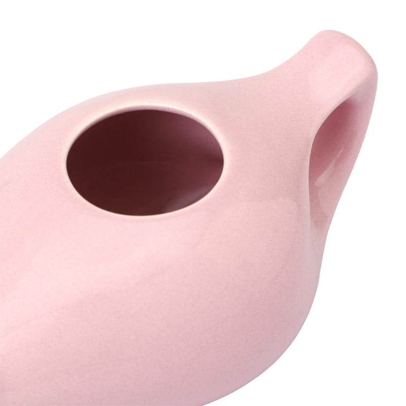Porcelain Ceramic Neti Pot for Nasal Cleansing with 05 Sachet Neti Salt and Instructions Leaflet, Peach Color - BeesActive Australia