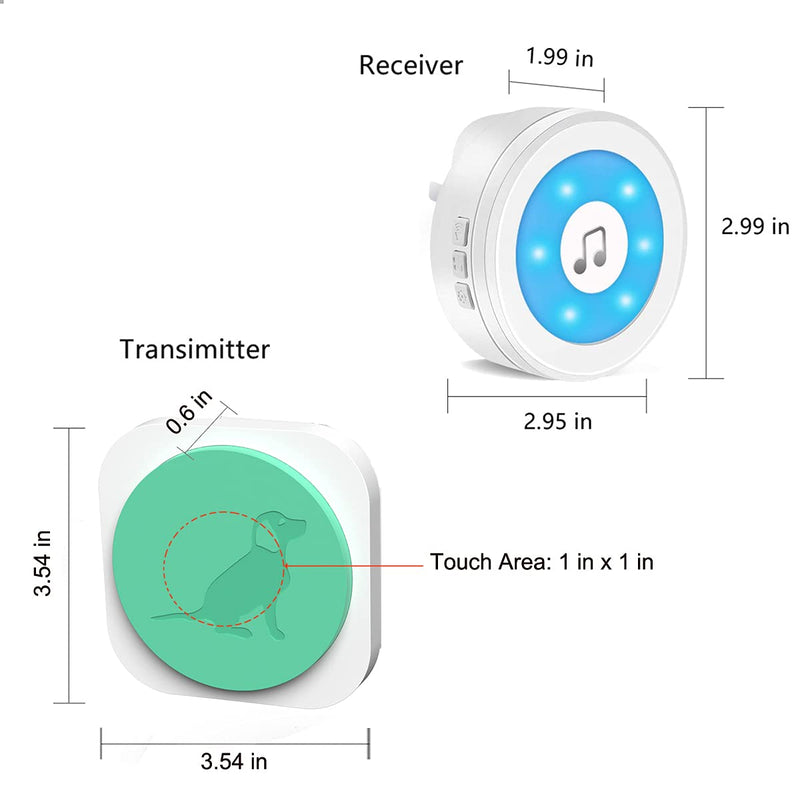YisTech Dog Doorbell for Potty Training Wireless Doggie Door Bell with Warterproof Touch Button/Bells for Dogs to Ring to Go Outside 2 button - BeesActive Australia