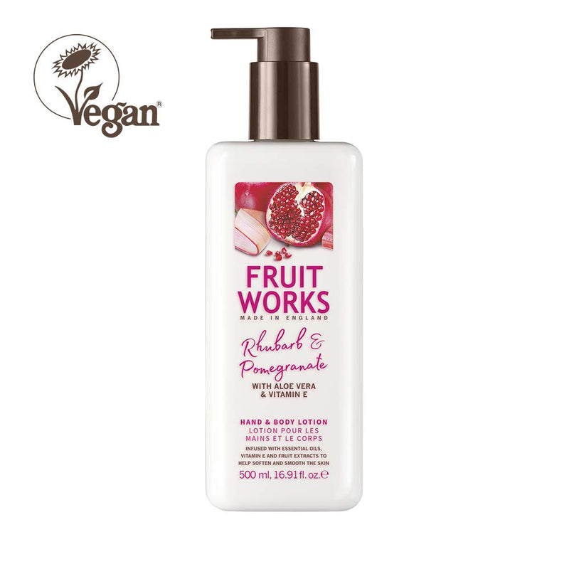 Fruit Works Rhubarb & Pomegranate Cruelty Free & Vegan Hand & Body Lotion With Natural Extracts 1x 500ml - BeesActive Australia
