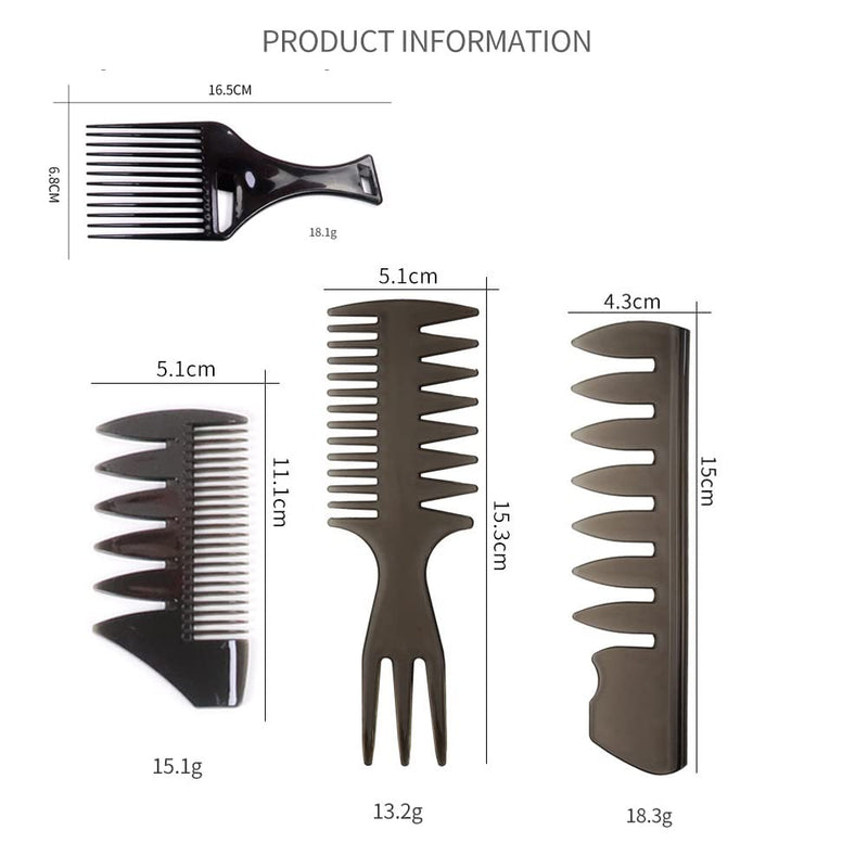 4Pcs Mens Styling Comb - Pompadour Comb Professional Shaping & Wet Pick Barber Brush Tools, Anti-Static Hair Brush for Men Boys - BeesActive Australia