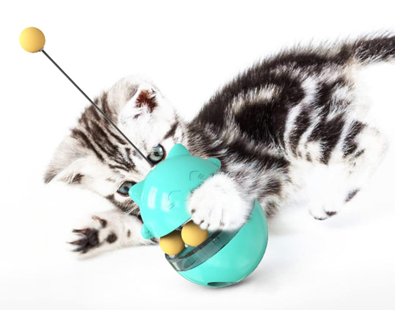 Cdycam Dog Treat Ball Treat Dispensing Interactive Dog Toys for Dogs, Wobble Wag Talking Ball Giggle Squeaky Dog Puzzle Toy for Boredom Slow Feeder cat food dispenser toy lake blue - BeesActive Australia