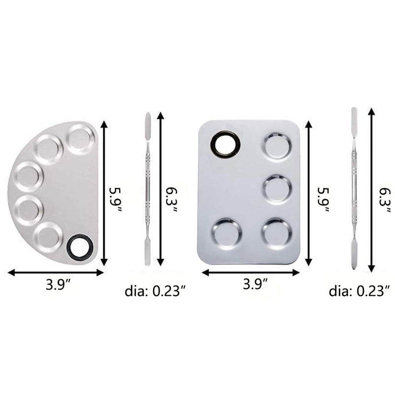 ZERIRA 2 Pack Makeup Mixing Palette with Spatula, Stainless Steel Nail Makeup Artist Mix Palette (Silver) - BeesActive Australia