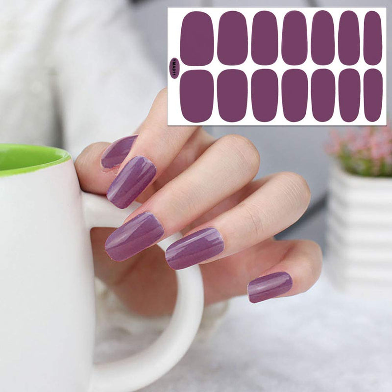 SILPECWEE 6 Sheets Adhesive Nail Art Polish Stickers Set and 1Pc Nail File Solid Color Design Nail Wraps Decals Strips Manicure Tips - BeesActive Australia