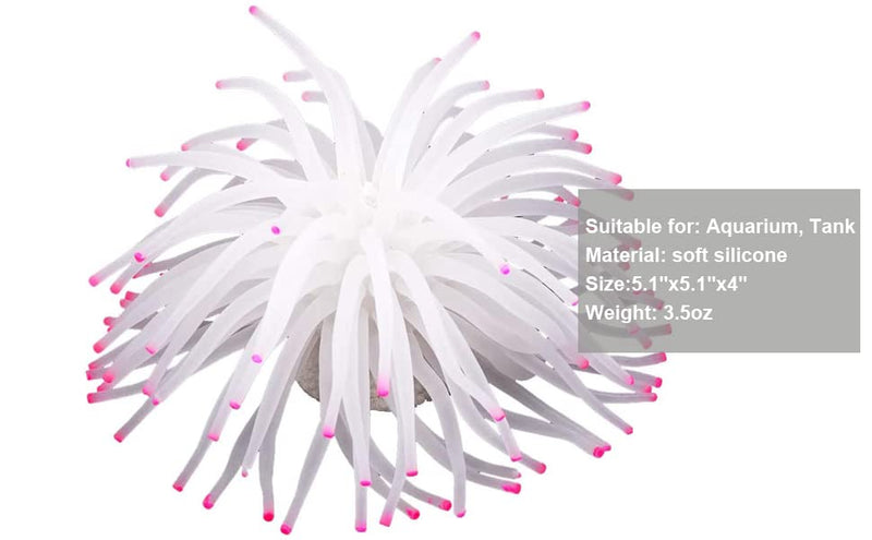 Mallofusa Artificial Aquarium Fish Tank Decoration Silicone Sea Anemone Artificial Fish Tank Ornament Decoration White - BeesActive Australia