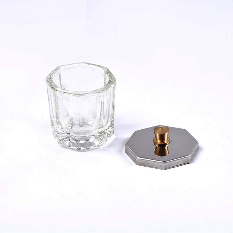 Kalolary 2 Pcs Mini Dappen Dish for Nail Acrylic Powder, Glass Crystal Cup with Stainless Steel Lid Nail Art Acrylic Liquid Powder Nail Crystal Bowl Glassware Tools for Nail Art Manicure - BeesActive Australia