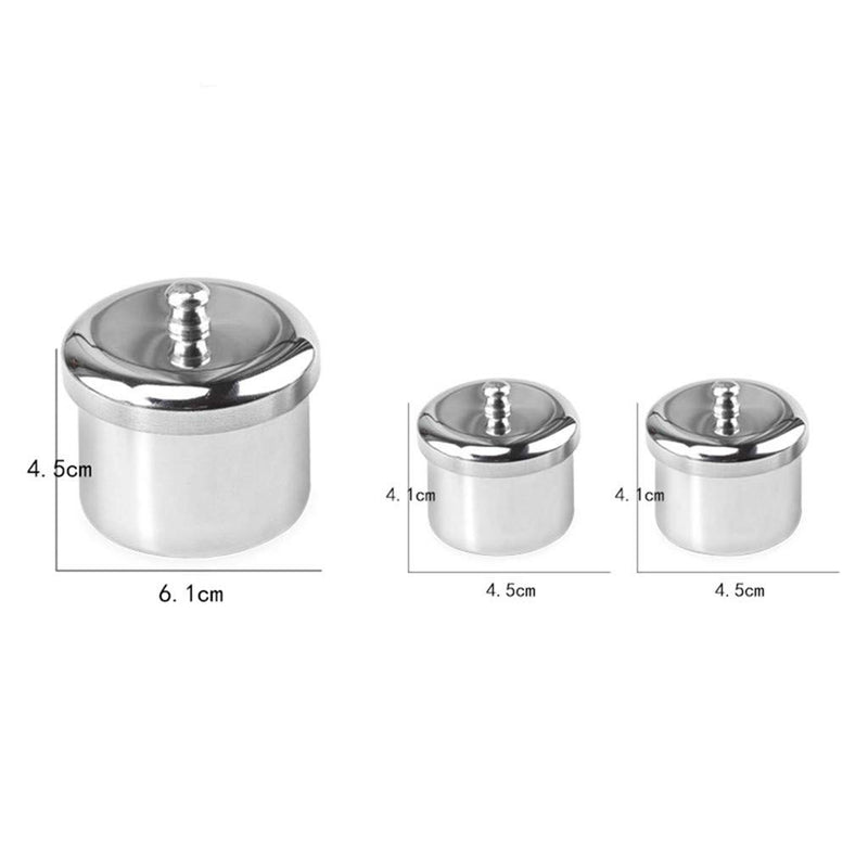 Mifelio 3 Pcs Professional Stainless Steel Manicure Acrylic Powder & Liquid Set Container Jar Organizer Tray with Nail Brush Holder For Nail Art (Silver) Silver - BeesActive Australia
