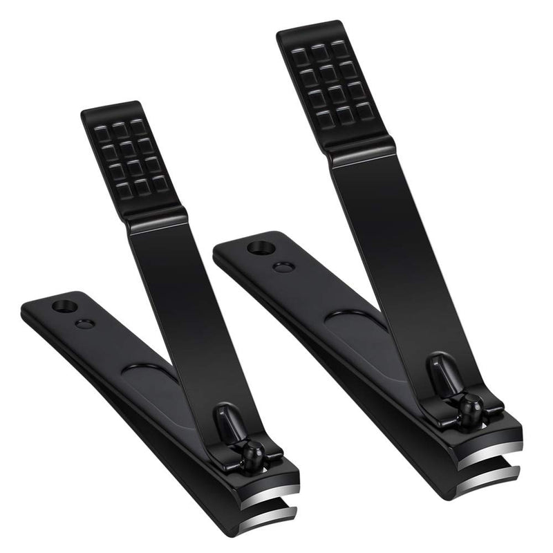 Nail Clippers Set, Sharp Stainless Steel Fingernail and Toenail clippers, Black Nail Cutter, Large and Small 2 Piece Set. (Large/Small) - BeesActive Australia