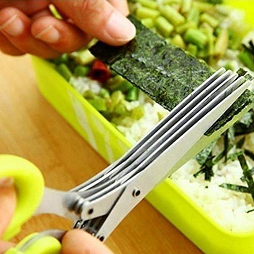 Multifunctional 5 Layers Stainless Steel Knives Multi-Layers KItchen Scissors Scallion Cutter Herb Laver Spices Cook Tool Cut (5 Layers) - BeesActive Australia