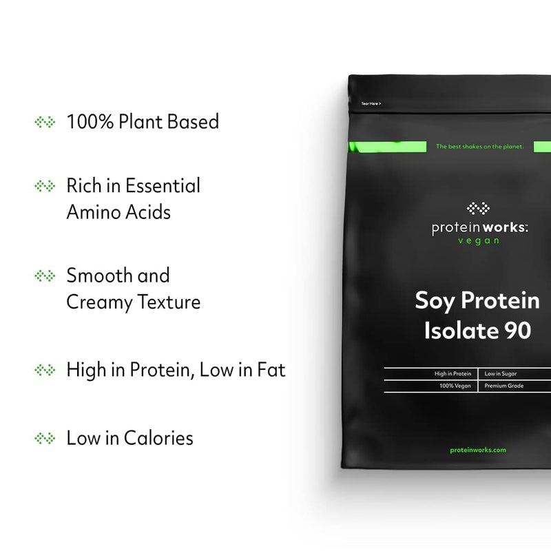 Soy Protein 90 (Isolate) Protein Powder | 100% Plant-Based | Low Fat | No Added Sugar | Gluten-Free | Protein Works | Vanilla Crème | 500 g 500 g (Pack of 1) - BeesActive Australia