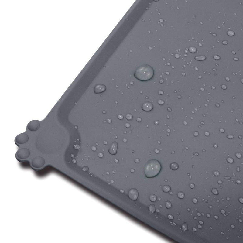 Joytale Dog Cat Food Mat, Large (21" x 14") or Medium (18.5" x 12") Silicone Waterproof Pet Bowl Mat, Non Slip Pet Bowl Mats Placemats Small (Pack of 1) Grey - BeesActive Australia