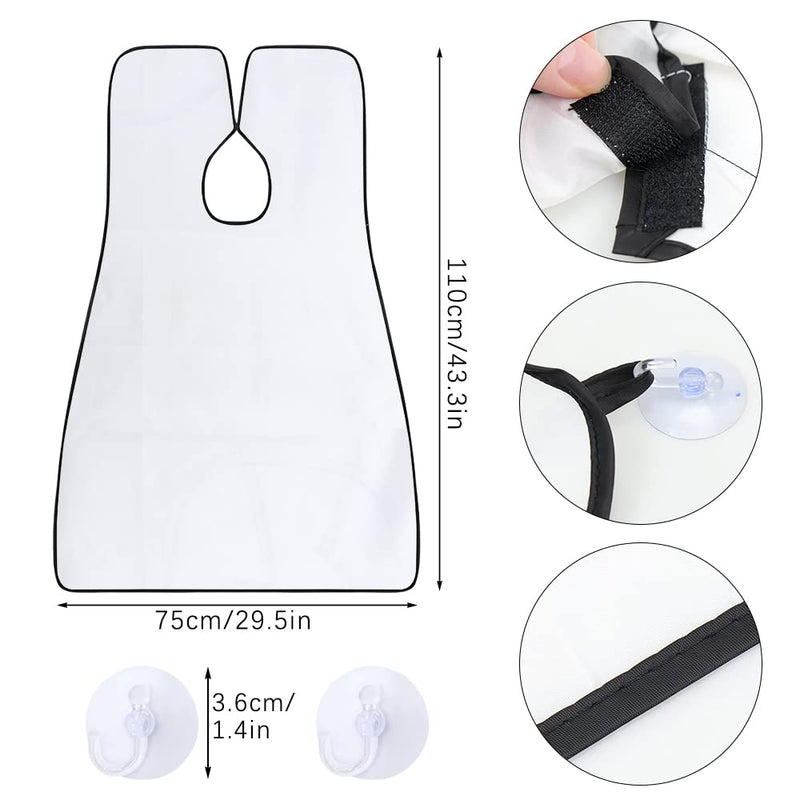 Accessotech Beard Shaving Bib Facial Hair Apron Shave Cape Stubble Catcher Trimming Cutting Care Sticks to Mirror (White) White - BeesActive Australia
