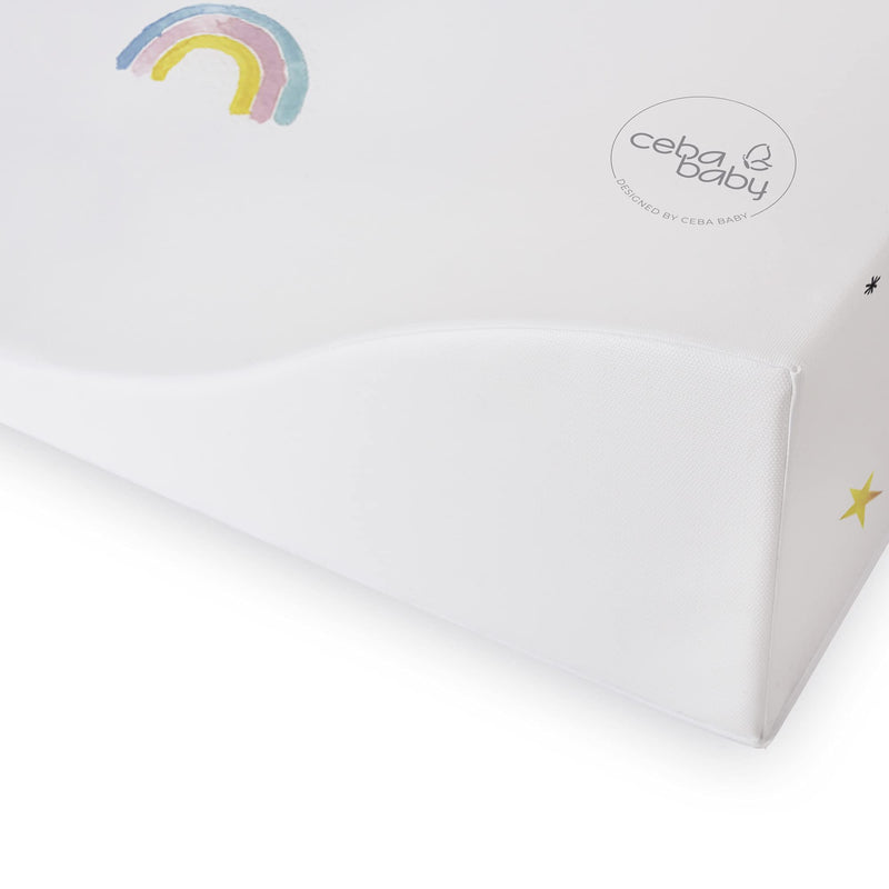 Deluxe Unisex Wedge Anti Roll Nappy Baby Changing Mat with Curved Sides - Watercolour World Planets in Space - BeesActive Australia