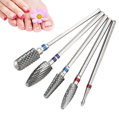 Gimiton 5pcs Bullet Tungsten Carbide Burrs Nail Drill Bit 3/32" Rotate Bits For Manicure Nail Drill Accessories Milling Cutter - BeesActive Australia