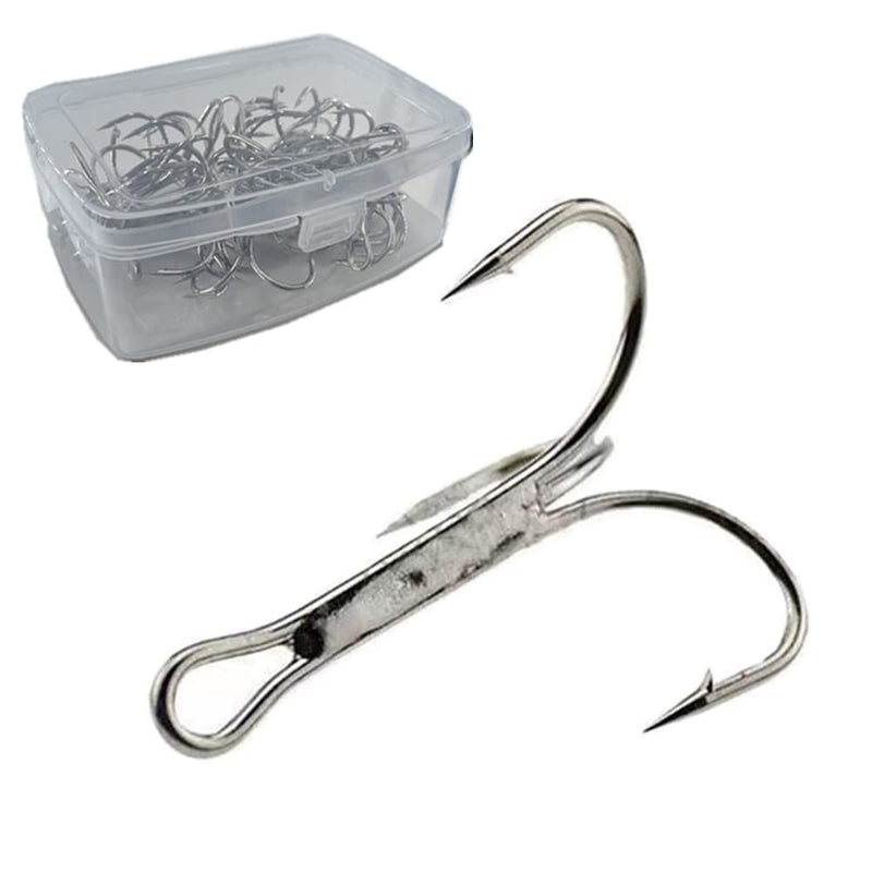 Cajoauis Fishing Treble Hooks High Carbon Steel Treble Hooks Super Sharp Solid Triple Barbed Silver 3/0-30pcs - BeesActive Australia
