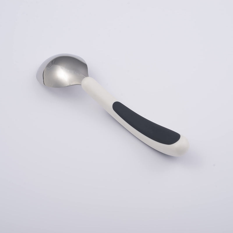 NRS Healthcare Kura Care Easy Grip Adult Teaspoon, White & Black & Kura Care Easy Grip Adult Soup Spoon, White and Black + Spoon - BeesActive Australia