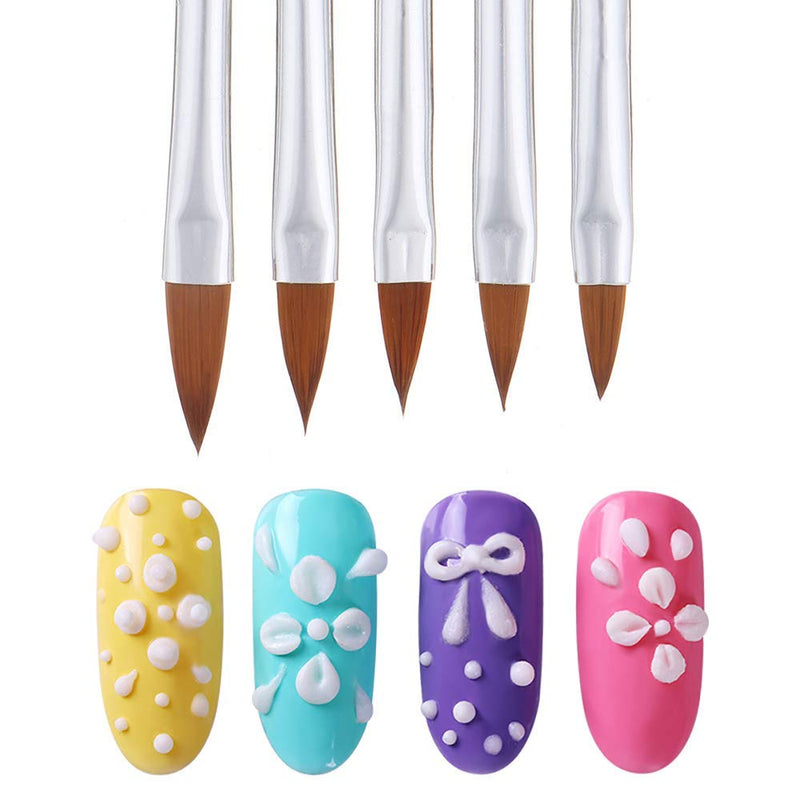 5pcs Acrylic Nail Art Brush Set Crystal Nail Art Pen Nail Art Tips Builder Brush Nail Painting Drawing Nail Carving Manicure DIY Pen Accessories - BeesActive Australia