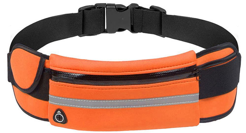 LuckyZhe Reflective Running Belt with Water Bottle Holder for Women Men, Waist Pack Bag for Fitness, Workout, Walking, Running, Hiking,Cycling, Travelling (Orange) Orange - BeesActive Australia