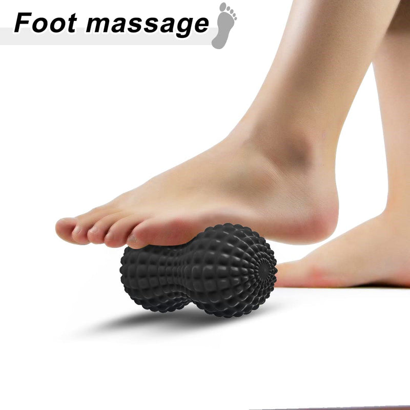 SELEWARE Peanut Massage Ball, Peanut Double Lacrosse Massage Roller Ball for Back Neck Shoulder Spine Legs Hips, Deep Tissue Peanut Roller Ball Trigger Point Muscle Massage Ball, Black - BeesActive Australia