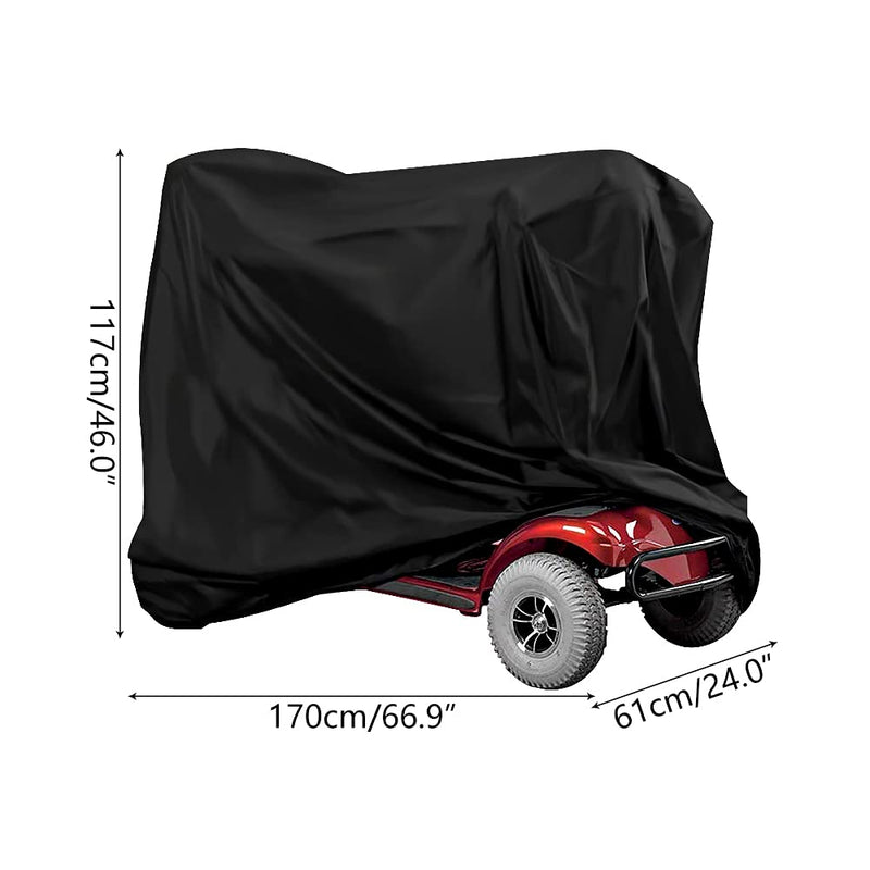 Waterproof Mobility Scooter Cover, Black Heavy Duty 190D Oxford Scooter Cover,4 Wheel Power Scooter Travel Storage Cover to Prevent Rain Wind Dust Sun fits for Most Mobility Scooter (170X61X117cm) 170X61X117cm - BeesActive Australia