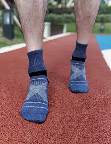 Men's Ankle Quarter Socks Athletic Running Hiking Cushion Performance Ventilation Sports Cotton Socks Black/Brown/Gray/Dark Blue/Blue/Black - BeesActive Australia