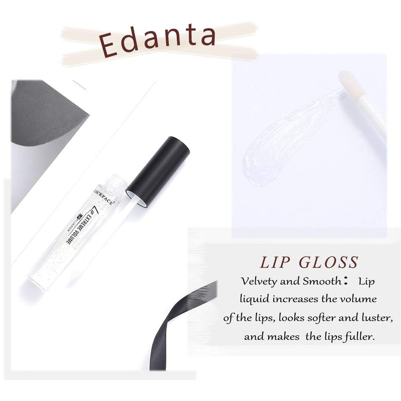 Edanta Natural Lip Gloss Clear Creamy Lipstick Vegan Cruelty Free Liquid Lipsticks Hydrating Lip Cosmestis Make up for Women and Girls Pack of 1 (Transparent 1) Transparent 01 - BeesActive Australia