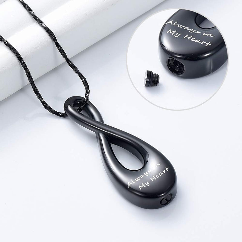 Imrsanl Infinity Cremation Jewelry for Ashes Urn Necklace Pendants for Ashes Wome/Men Memorial Lockets Keepsake Cremation Ashes Jewelry Black - BeesActive Australia
