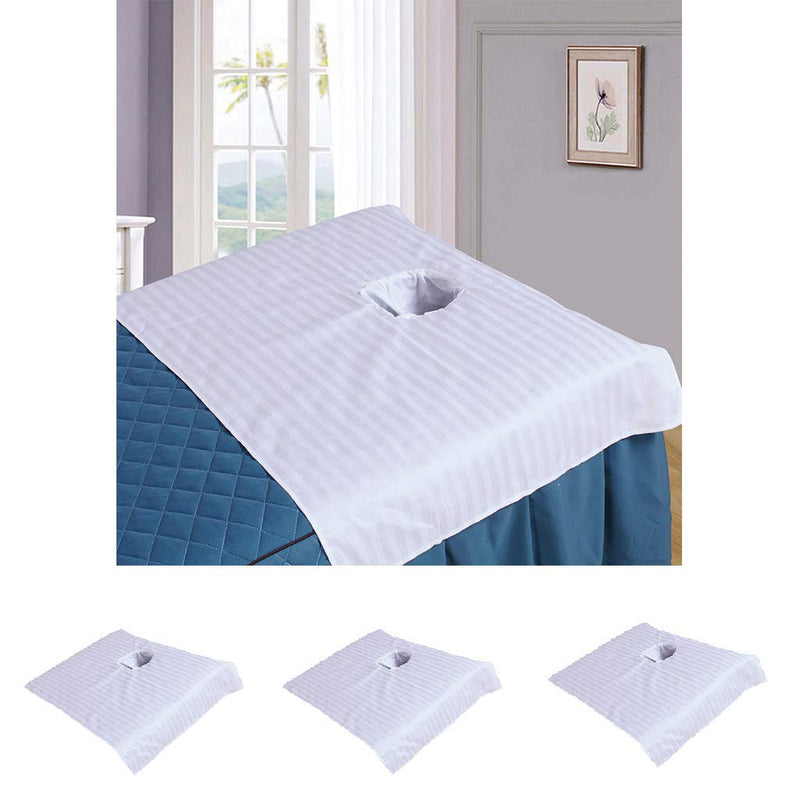 zalati Linens 3pcs Head Cover Sheet with Face Hole Reusable Washable for Massage Couch Spa Bed Table 50*80 cm White - BeesActive Australia