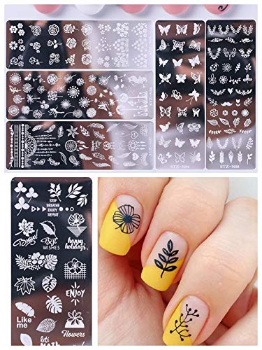 GOTONE 12PCS Nail Plates Nail Stamp Templates Nail Art Stamping Kits with Flowers Butterfly Aminals Image Plates for DIY Decoration - BeesActive Australia