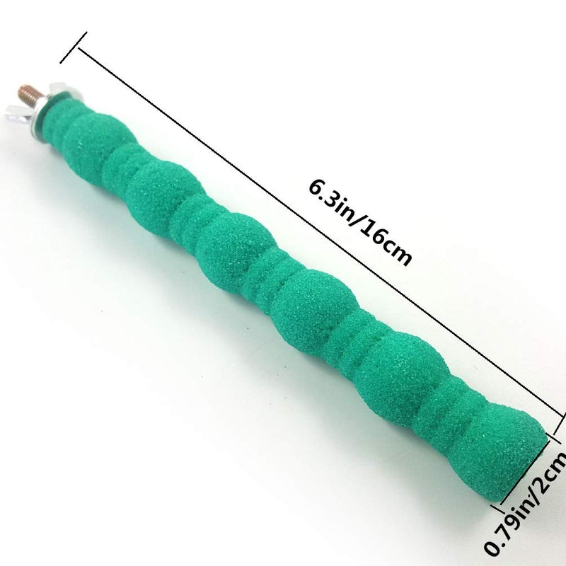 Pet Bird Perch Parrot Rough-surfaced Stand Toy Branch Nature Wood Quartz Sand Branches Nail Perch for Small Medium Birds Cockatiel Parakeet Conure Cage Accessories Green, 6.3in - BeesActive Australia