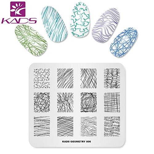 KADS 5Pcs/Set Nail Template Nail Art Template Decoration Tool Geometry Designer Style Image Plate 15 - BeesActive Australia