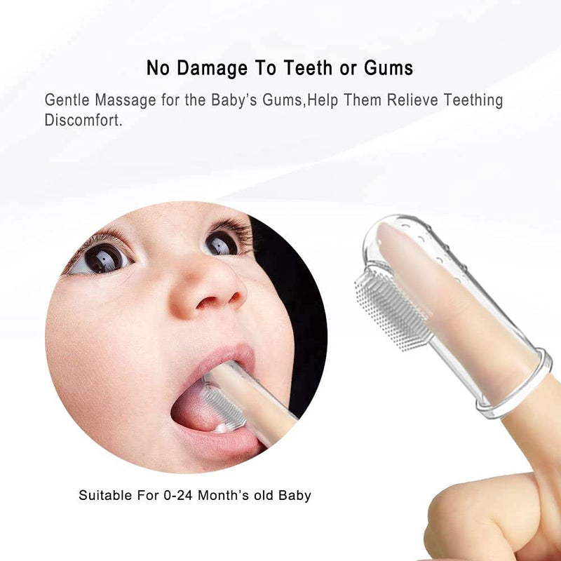Baby Teether and Toothbrush, 3 in Pack, Silicone Toddler Training Finger Toothbrushes with Storage Case 1 bananas teether+2 finger toothbrush - BeesActive Australia