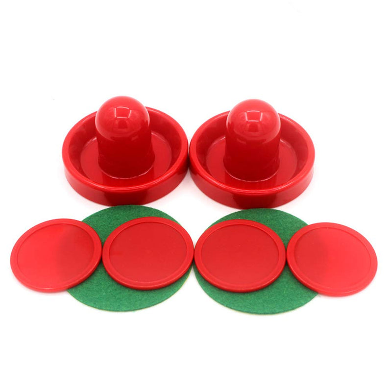 lasenersm 1 Set Mini Air Hockey Pushers and Air Hockey Pucks Great Goal Handles Pushers Goal Handles Paddles Replacement Accessories for Game Tables 60 MM, Red(2 Strikers, 4 Pucks) - BeesActive Australia