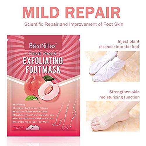 Foot Peel Mask, 3 Pack Foot Peeling Mask for Soft Baby Feet - Hard Skin Remover Foot Mask, Removes Calluses and Hard Skin, Foot Care For Men and Women (Peach) (3) - BeesActive Australia