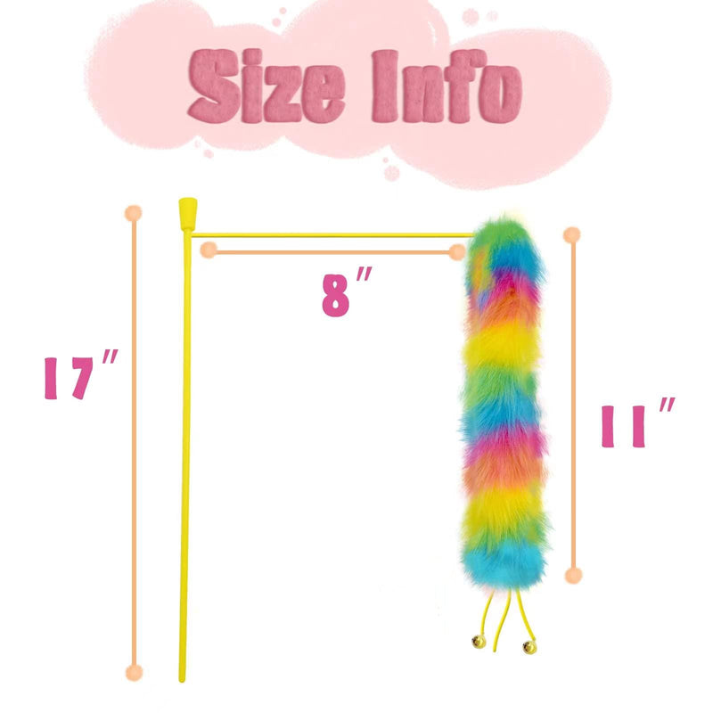 Lepawit 3 Pack Cat Wand Toy, Rainbow Cat Feather Toys with Bells, Cat Teaser Wand with Soft Furry Tail, Interactive Cat Toys for Indoor Cats & Kitten & Kitty B-Rainbow Cat Wandr Toys（3 pack） - BeesActive Australia