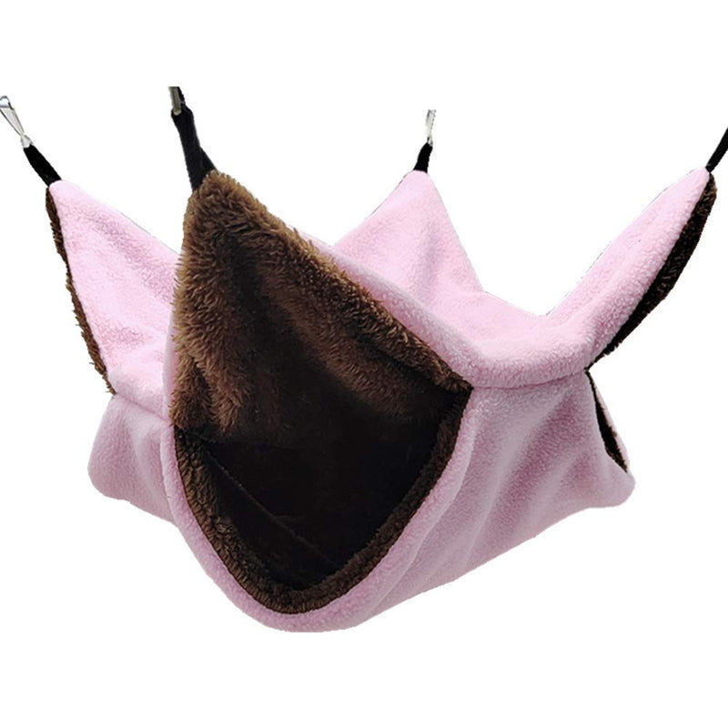 Bird Nest Double Layer Hanging Hammock Bed Toy for Parrot Parakeet Cockatiel Conure Cockatoo African Grey Amazon Lovebird Finch Budgie Hamster Rat Gerbils Chinchilla Cage Perch Pink - BeesActive Australia