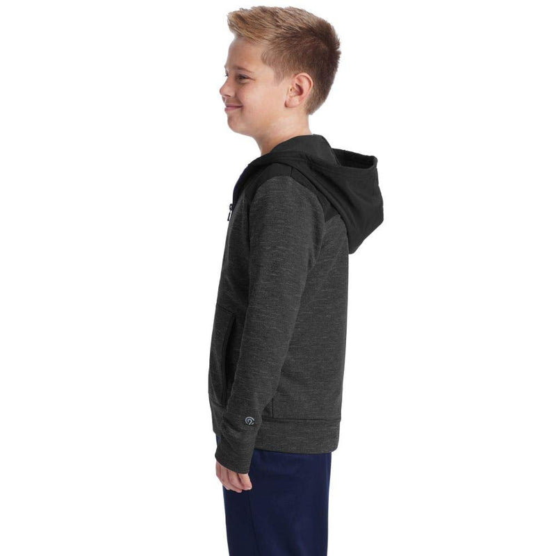 C9 Champion Boys' Tech Terry Woven Pieced Full Zlip Jacket Large Ebony Heather/Ebony - BeesActive Australia